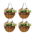EIMQUVW Outdoor Metal Hanging Planters Basket (4pack, 14 inch) Hanging Baskets for Plants Chain Round Wire Plant Holder