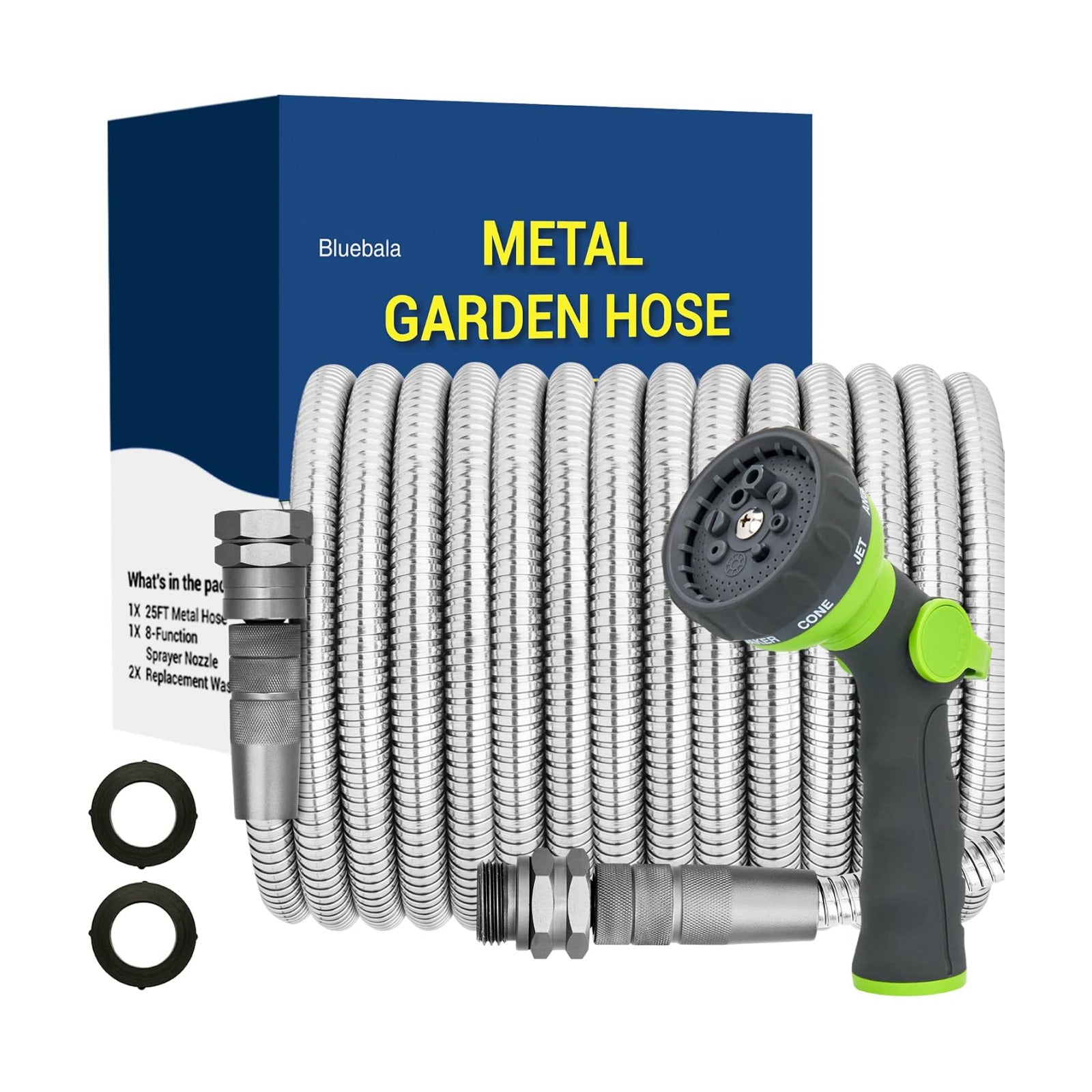 50 FT Stainless Steel Garden Hose – Heavy Duty 50FT Metal Water Hose Pipe | 304 Steel, No-Kink, Puncture Resistant