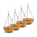 14 inch Metal Hanging Baskets For Plants Outdoor 4 Pack Round Metal Wire Hanging Basket Planter with Coco Fiber Liners