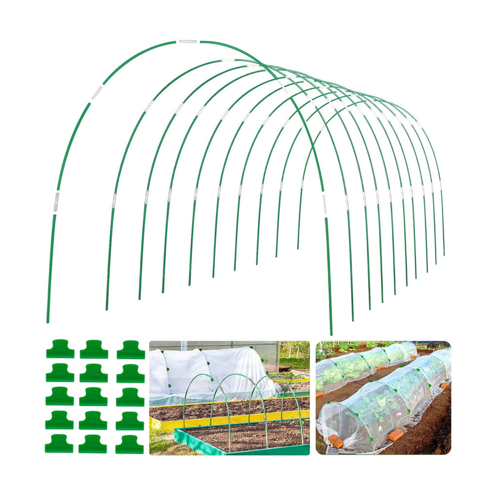 60Pcs Greenhouse Hoops Grow Tunnel Wide, 8FT Rust-Free Fiberglass Support Garden Hoops Kit for Raised Beds Plant Cloth