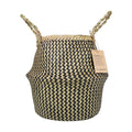Blueming Home Wicker Plant Basket – Large Seagrass Floor Pot for Faux Olive Tree or Snake Plant, Black Decorative Woven