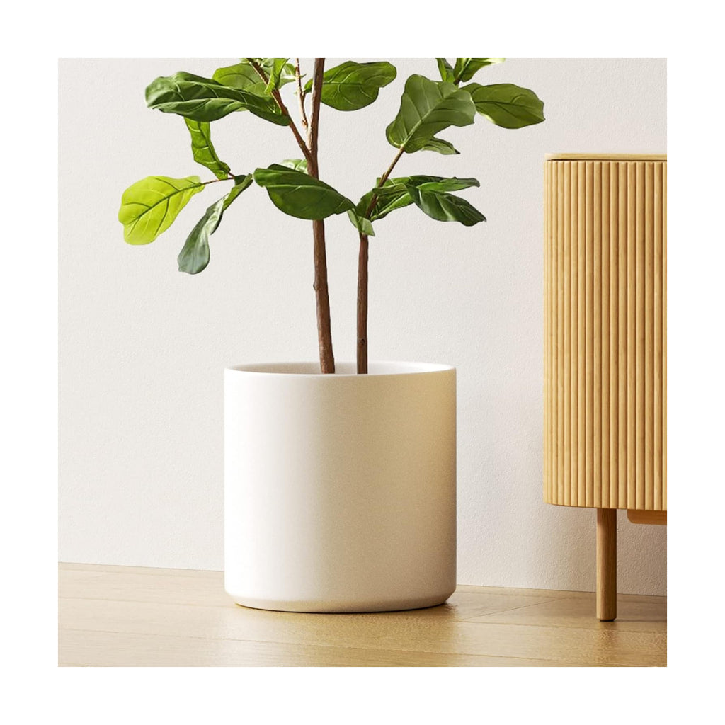 LE TAUCI 12 Inch Pot for Plants, Ceramic Planters for Indoor Plants, Mid-Century Modern Cylinder Flower Pots with