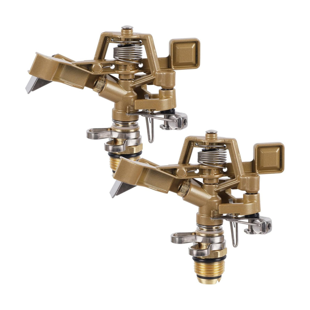 Biswing 1/2 Inch Impact Sprinkler 2 Pack, Heavy Duty Zinc Alloy Lawn Sprinkler Head with Nozzle, Adjustable 20-360