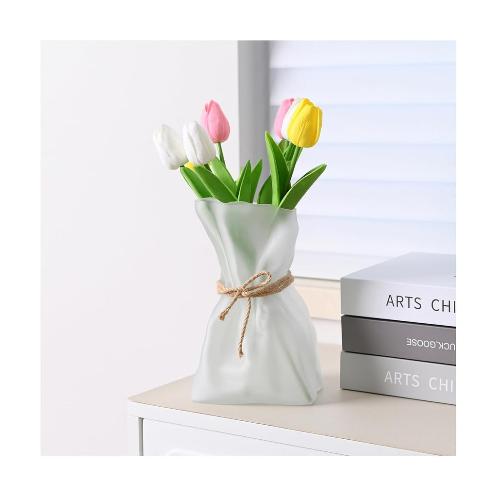 Kaitnax Glass Vases Irregular Shaped Flower Vase Art Decorative Flower Vase for Wedding, Dinning, Bookshelf, Home Decoration or Gift