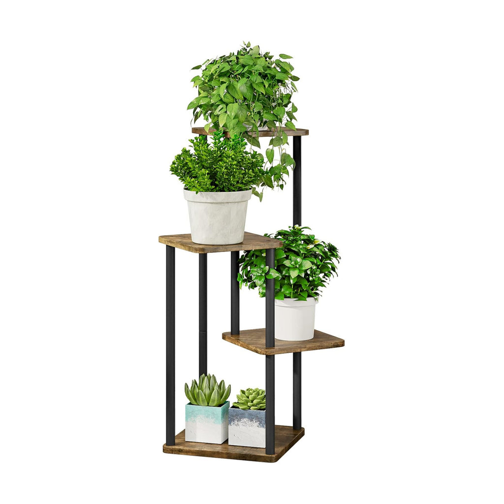 AZERPIAN 4 Tier Tall Plant Stand Indoor Corner Tiered Shelf Metal MDF Board