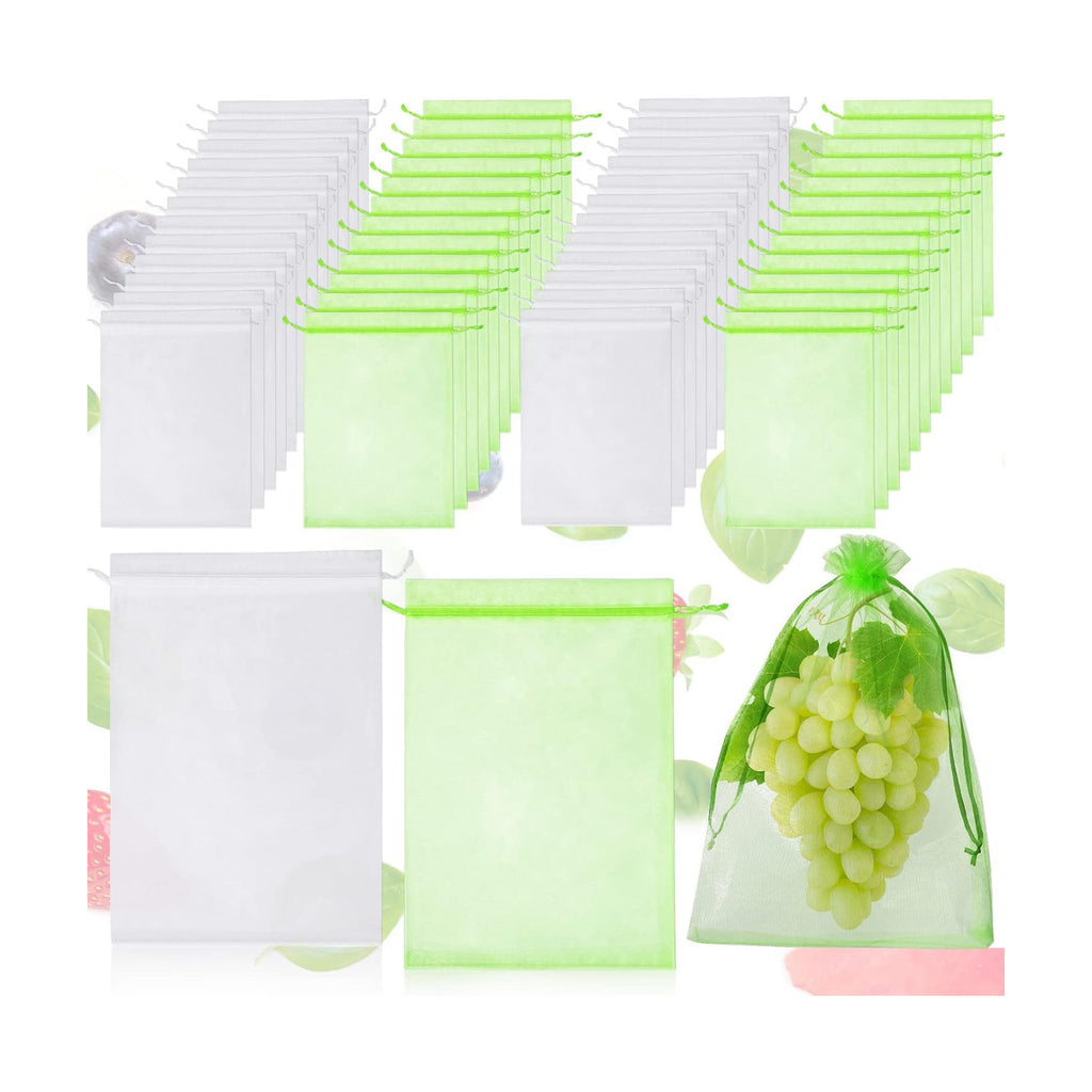 Woanger 300 Pcs Fruit Protection Bags 8 x 12'' Fruit Bags for Fruits Trees Green Netting Fruits Cover Bag with