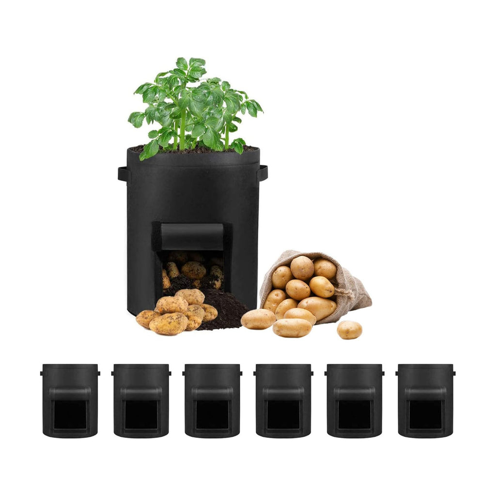 LITLANDSTAR 6 Pack 15 Gallon Potato Grow Bags, Heavy Duty Nonwoven Fabric Garden Planting Bag Plant Container with Flap