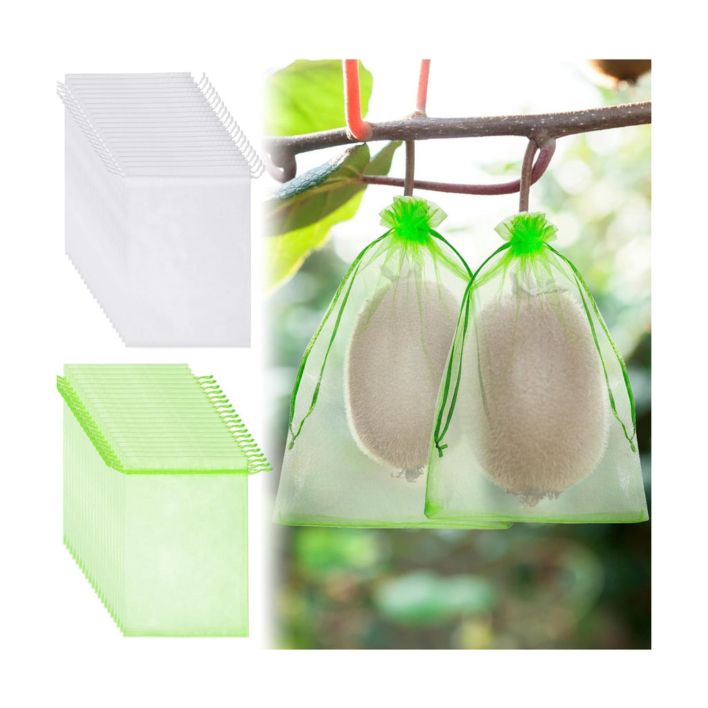 Woanger 300 Pcs Fruit Protection Bags 6 x 8'' Fruit Bags for Fruits Trees Green Netting Fruits Cover Bag with