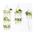 Leumoi 3pcs Hanging Propagation Station, Vertical 18 Glass Test Tubes | 3 Tiered Wooden Racks, Wall Propagation