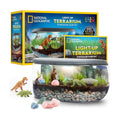 National Geographic Light-Up Dinosaur Terrarium Kit for Kids Ages 6+ | Real Plants and Gemstones, Night Light, Dino