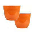 Garden Elements Indoor/Outdoor Glazed Brushed Happy Plastic Planter, Large, Bright Orange, 15" (Pack of 2)