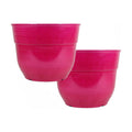 Garden Elements Indoor/Outdoor Glazed Brushed Happy Plastic Planter, Large, Bright Pink, 15" (Pack of 2)