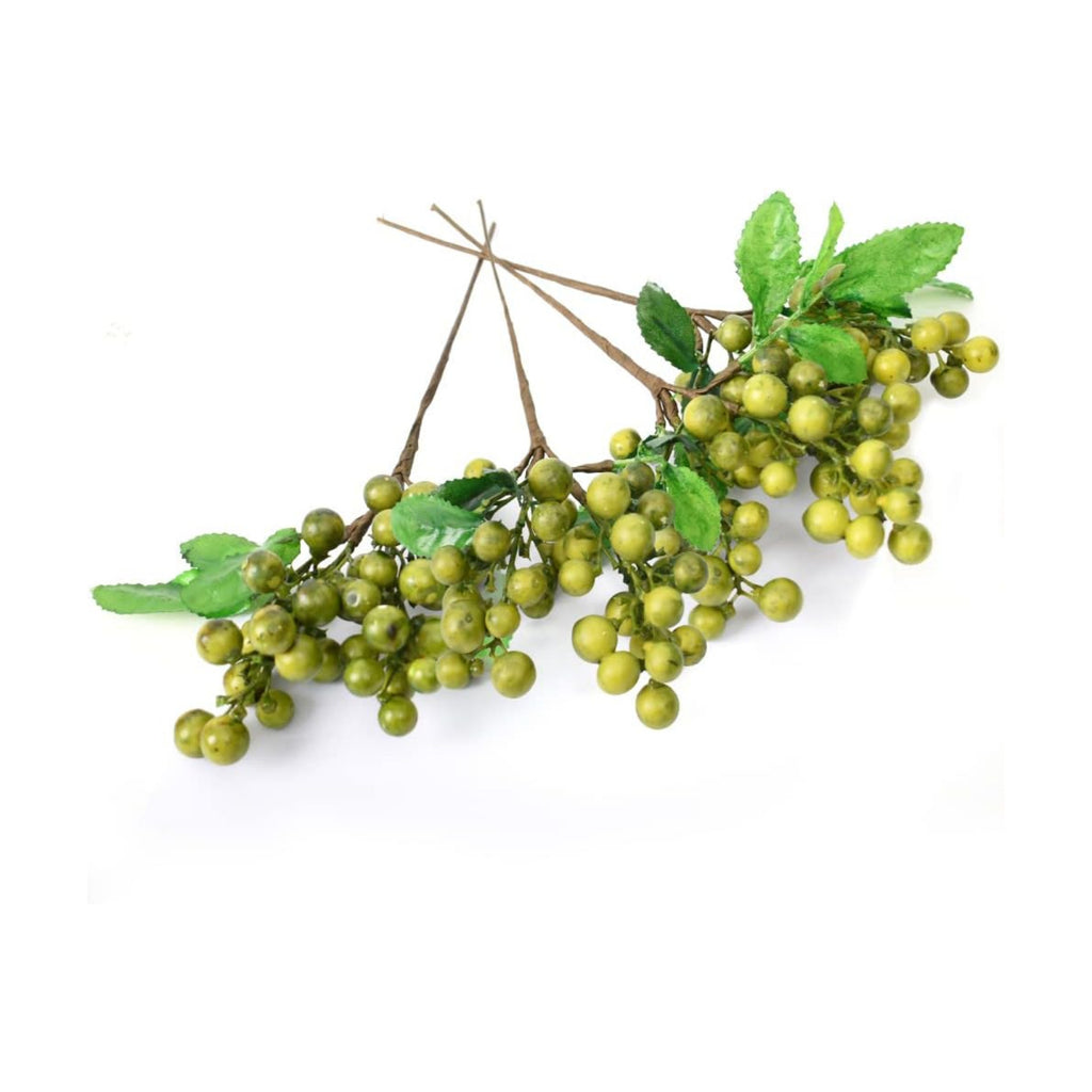 4 Pcs Artificial Dark Green Berries, Lifelike Greenberry Stems Faux Fruit Fake Flowers for Wedding Home Kitchen Party Crafts Decoration