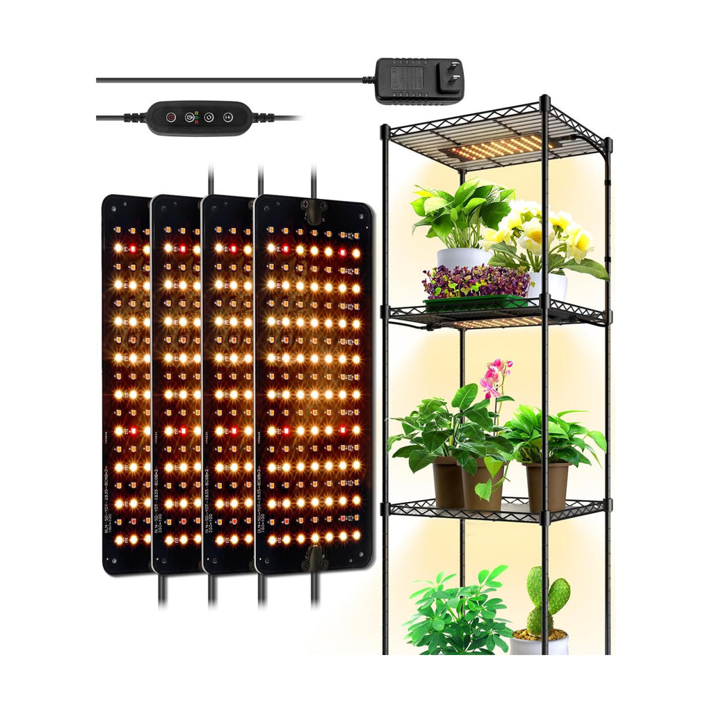 Barrina Grow Lights Panel for Indoor Plants, 4 x 10W Ultra-Thin Plant Light | Full Spectrum, with 3/6/12H Auto On/Off
