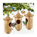 Hummingbird House, Hummingbird Houses for Outside Nesting with Bird Feeder | 3 Pcs Small Wooden Hummingbird Nest