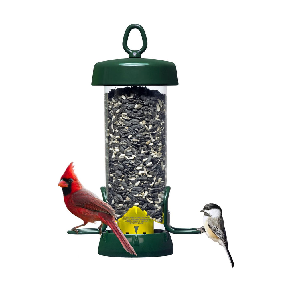 Brome Tube100 Wild Bird Feeder, Metal – 2 Seed Ports, 1.7 lb Capacity, Extra-Wide Perches, Easy to Fill & Clean, Pole-Mountable, Seed Tray Available
