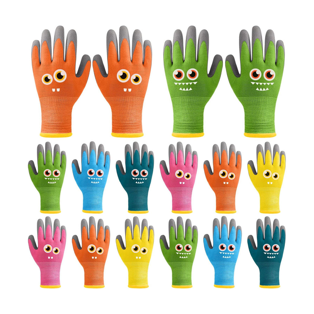 12 Pairs Kids Garden Gloves for Gardening Work (Medium (Age 6-8)) | Children Rubber Leather Yard Work Safety Gloves for