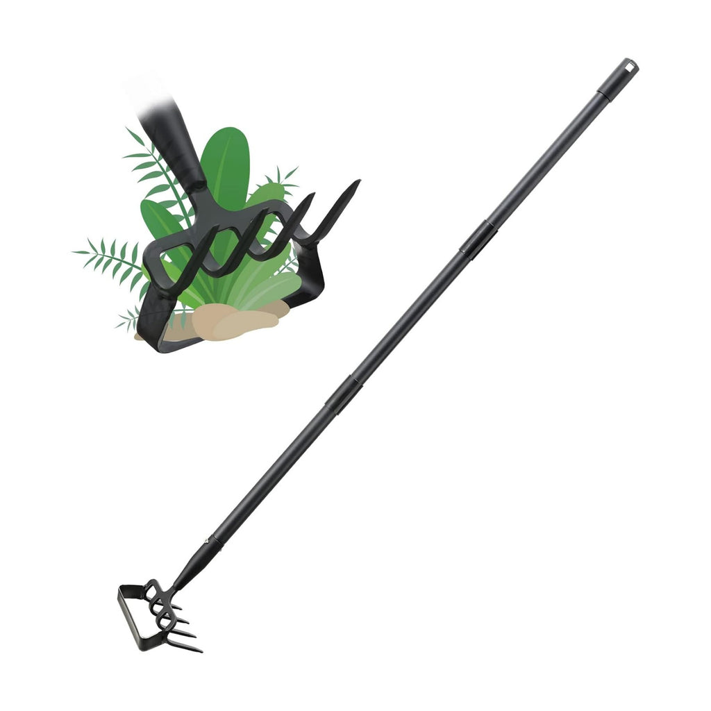 Stirrup Hoe Garden Tool & Cultivator Rake, 2-in-1 Heavy Duty Metal Hand Scuffle Garden Hoe for Weeding Vegetable Beds