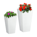 Outsunny 2-Pack Outdoor Planter Set with Drainage Holes, 22in & 18in, White | Flower Pots, Durable & Stackable Plant