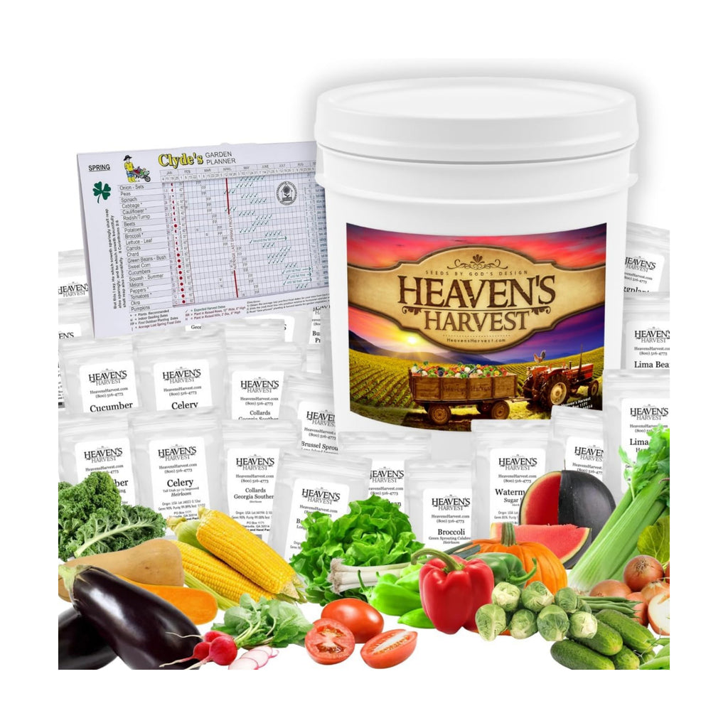 Heaven’s Harvest - 10 Year Survival Or Homestead Garden | 25k+ Heirloom Vegetable Seed Bank Kit | Includes Seed Vault