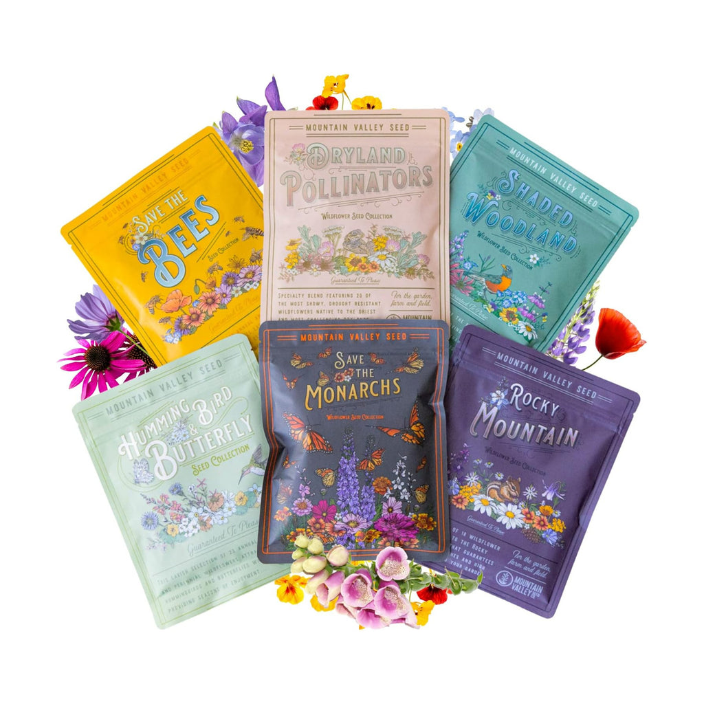 Mountain Valley Seed Co Wildflower Seeds Collection - 500,000+ Bulk Seeds | 6 Wildflower Mixes Including Hummingbird