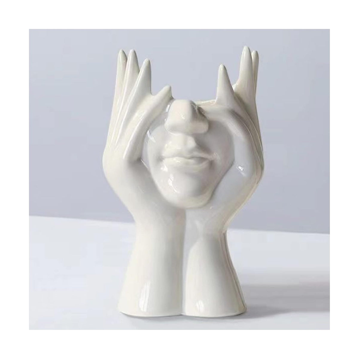 White Face Vase Unique Ceramic Vase for Room,Office,Home Decor
