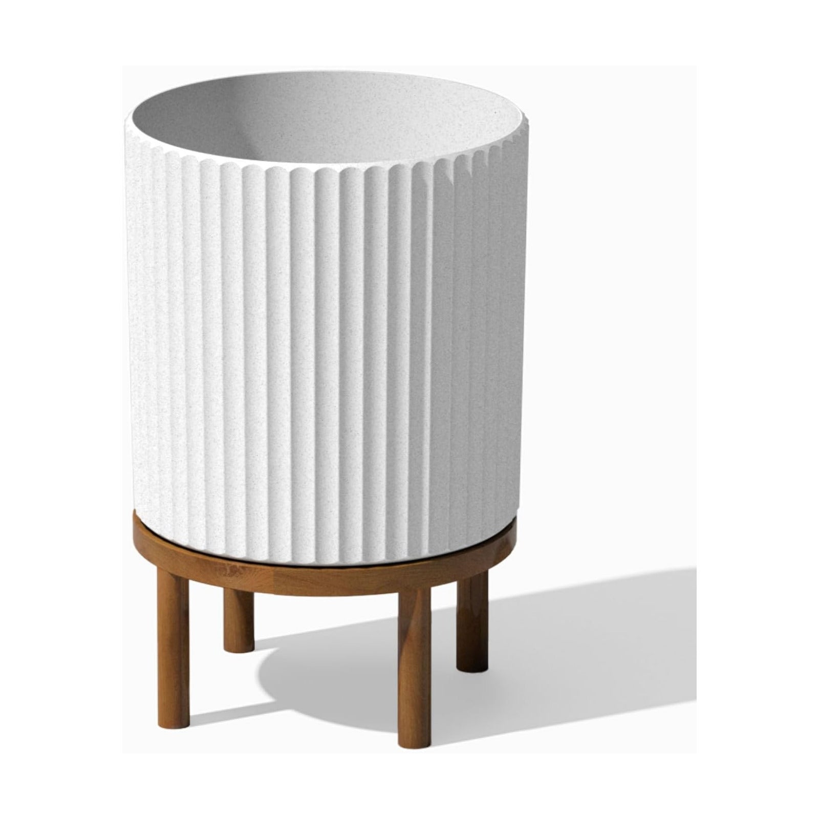 Veradek Demi 16 in. Raised with Stand Round White Plastic Planter with Brown Stand DMSTV16WBR