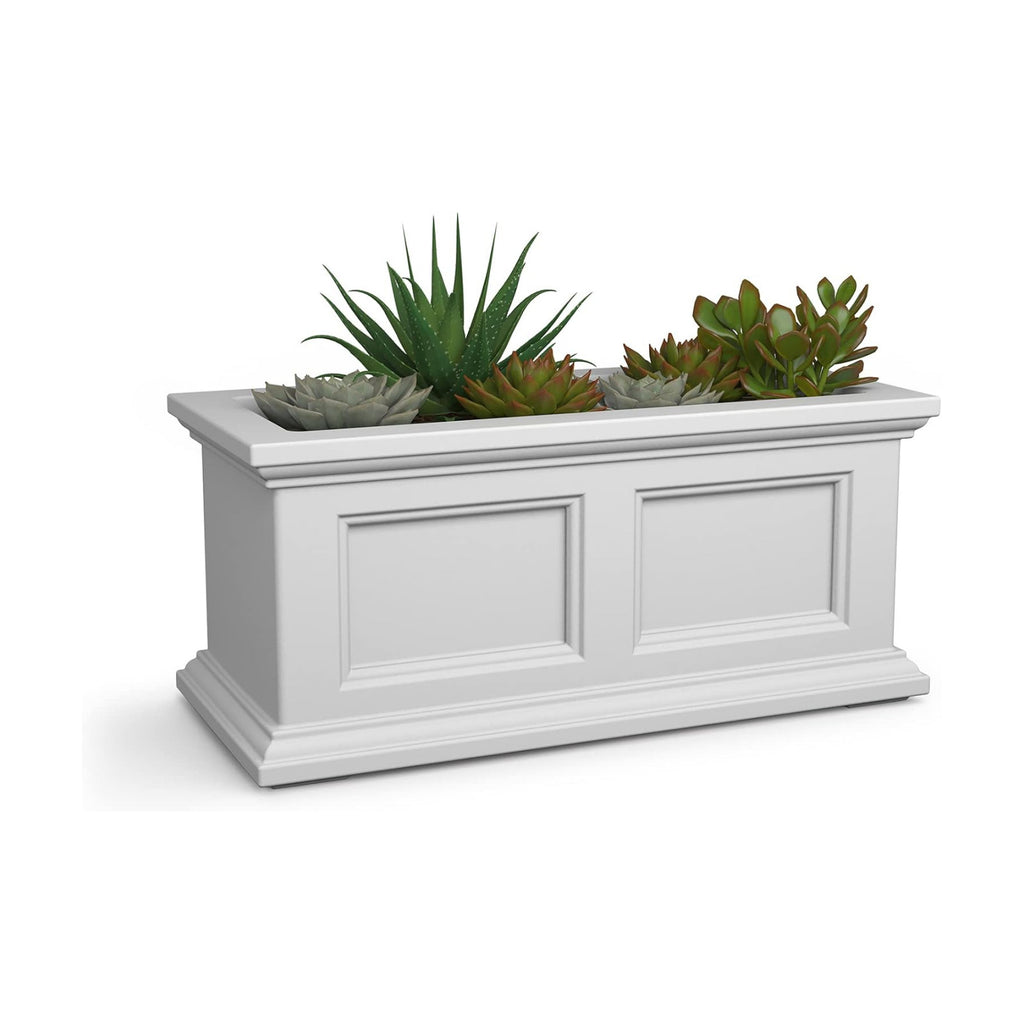 Mayne Fairfield 24in Self-Watering Rectangular Window Box Planter, White | Self-watering, All season, Fade resistant