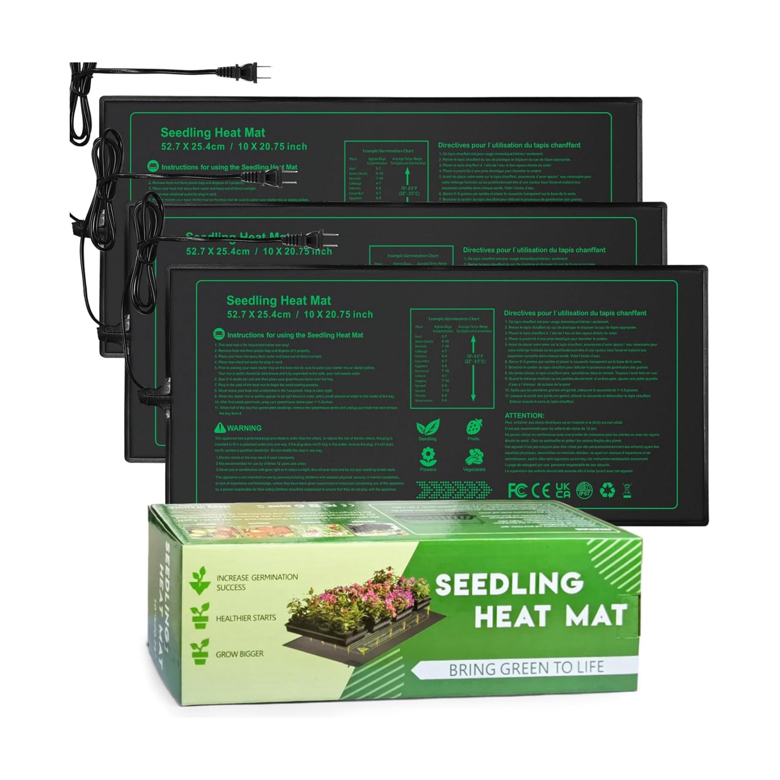 NAMOTEK Seedling Heat Mat, 10" x 20.75" Waterproof Plant Heating Mat, Warm Hydroponic Heating Pad for Indoor Home