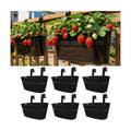 LaLaGreen Outdoor Rail Planter (11.8 Inch, 6 Pack) Black Metal Iron Hanging Flower Pots Deck Railings Fence Buckets