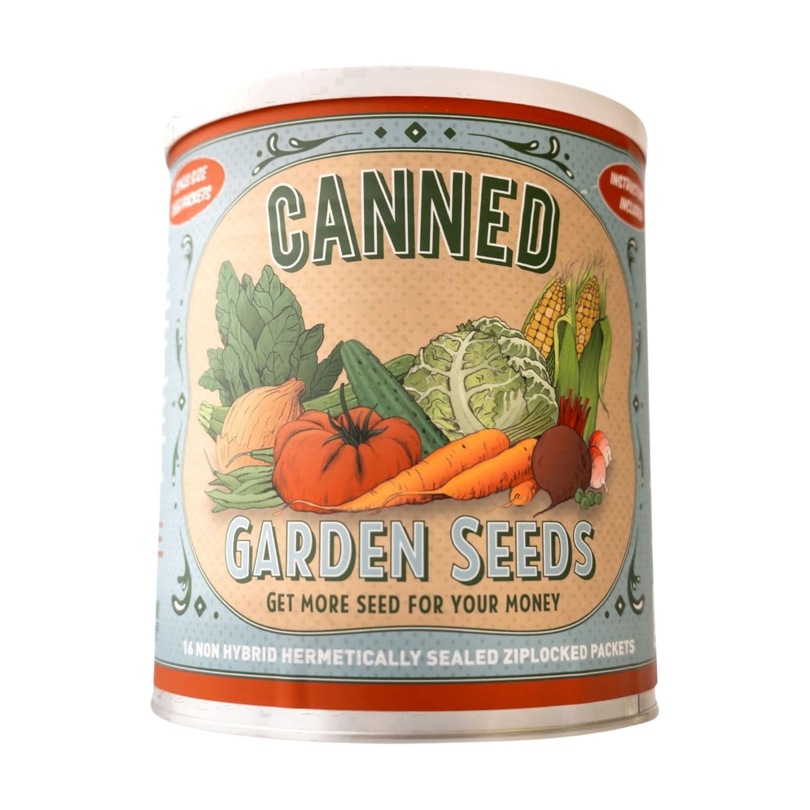 Mountain Valley Seed Co Vegetable Garden Can 50,000+ Seeds 16 Varieties | Long-Term Storage, Emergency Supply