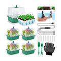 Seed Starter Tray with Grow Light, 60 Flexible Cells 5 PCS Seed Starter Kit, Reusable Seedling Starter Trays with Humidity Dome and High Lid, Germination Trays for Indoor Greenhouse Seed Starter