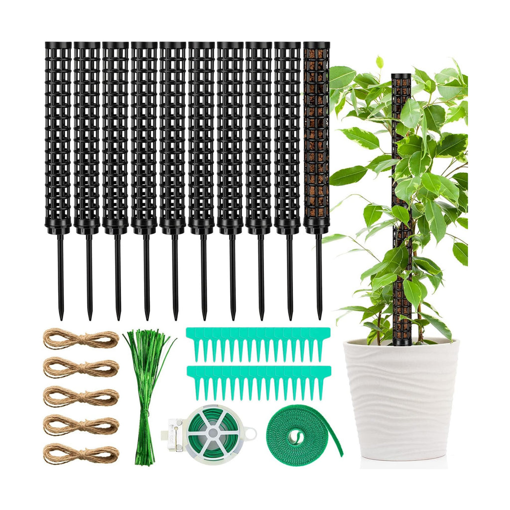 10 Set Plastic Moss Poles for Climbing Plants Indoor Stackable Self Watering Hollow Monstera Plant Support, Moss Not
