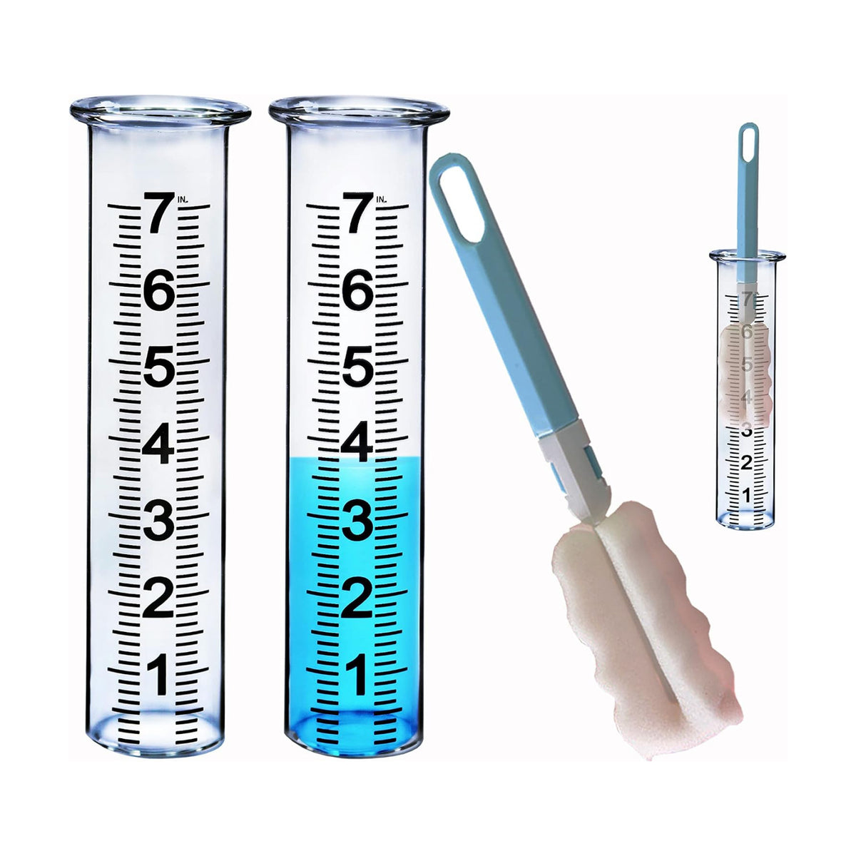 JMBay rain Gauge Replacement Tube Glass, 7 inch Glass rain Gauge Replacement Tube with Lip, rain Gauge Tube Outdoor for Yard Garden, with Clean Tube Brush, Best Rated,2 Packs