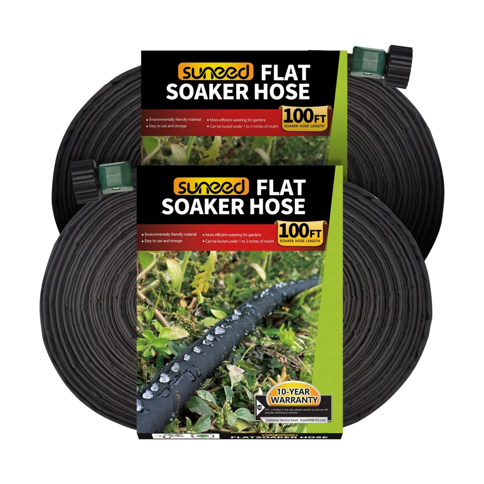 Flat Soaker Hoses for Garden 100 ft 2Pack, Cloth Soaker Hose 200 ft for Efficient & Effective Watering – Garden Soaking