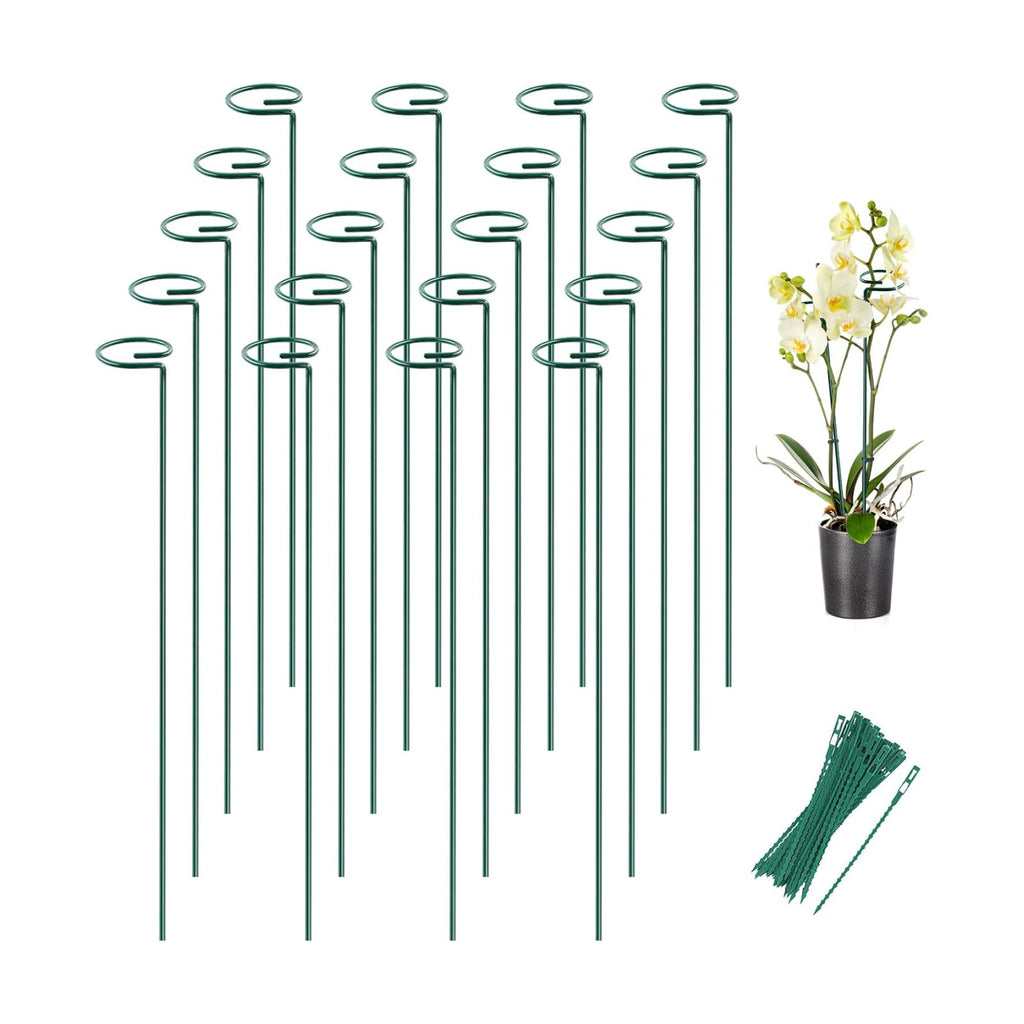 20 Pack 24 Inch Plant Support Stakes for Outdoor Plants and Indoor Flowers | Includes 24 Twist Ties, Sturdy metal