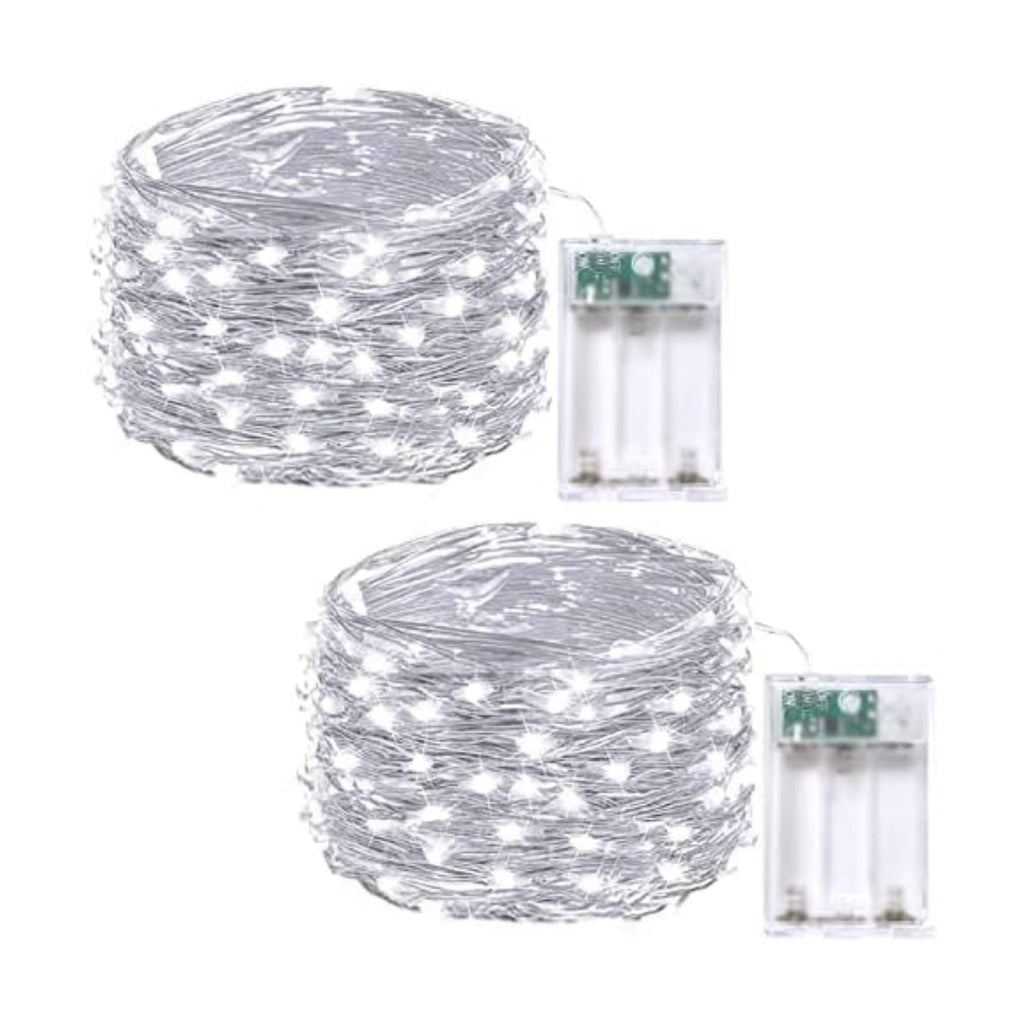 2 Pack Fairy Lights Battery Operated 16 FT 50 LED String Lights Cool White
