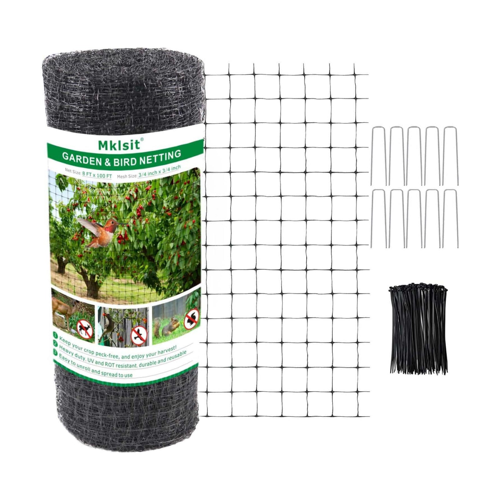 Mklsit Deer Netting Fence, 8ftx100ft Garden Netting Heavy Duty Bird Netting | UV Resistant, Garden Fruit Trees