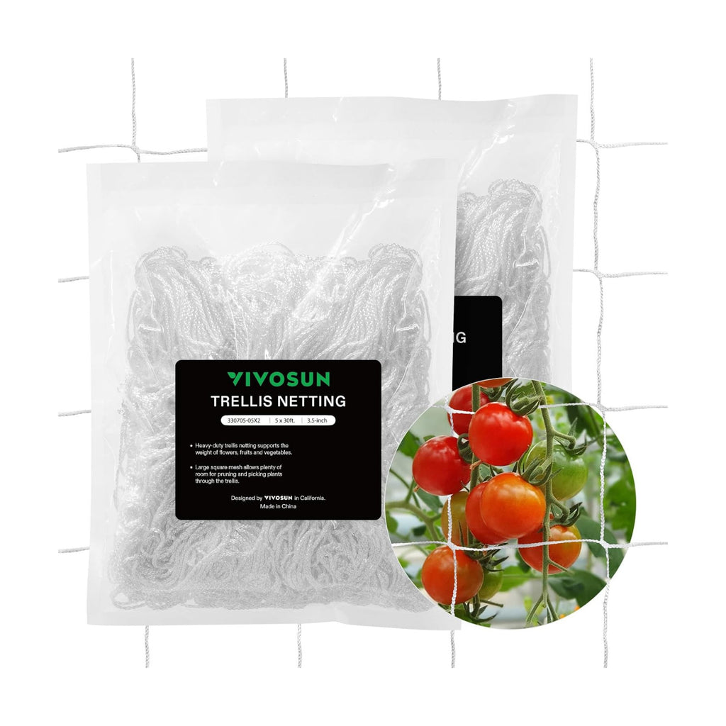 VIVOSUN 5 x 30 ft. Plant Trellis Netting, Heavy-Duty Polyester Grow Net, Garden Trellis Netting with Square Mesh for Climbing Plants, Vegetables, Fruits, and Flowers, 2-Pack