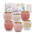 Birthday Gifts for Mom, Delicate Mother Gifts from Daughter Son, Engraved Glass ealight Votive Candle Holder Pink, Mothers Day Christmas Birthday Gifts for Mom, Ideas 6PCS