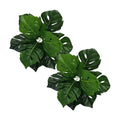 PASYOU Artificial Plants Fake Tropical Monstera Shrubs Decoration Faux Turtle Palm Leaves Stems Bushes Plant for Outdoor Indoor Greenery Garden Party Wedding Office DIY Floral Arrangement Decor 2 Pack