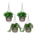 4 Pcs Self Watering Hanging Planter Indoor 6.5 Inch Hanging Baskets for Plants Outdoor Plastic Flower Pot with 3 Hooks
