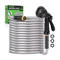 Kebose Garden Hose 50FT, Stainless Steel Hose with 10 Functional Nozzles | No Kink Metal Water Hose, Lightweight and