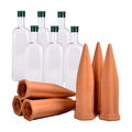 B SEPOR 6 Terracotta Watering Spikes with 6 PET Empty Bottles 33.8 Fl Oz 1000ml for Plant Self Irrigation Up to 10+ Days