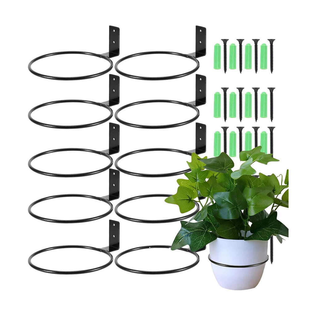 10 PCS 6 Inch Flower Pot Holder Ring, Wall Mounted Wall Plant Hanger, Collapsible Metal Wall Planter Holder for Indoor