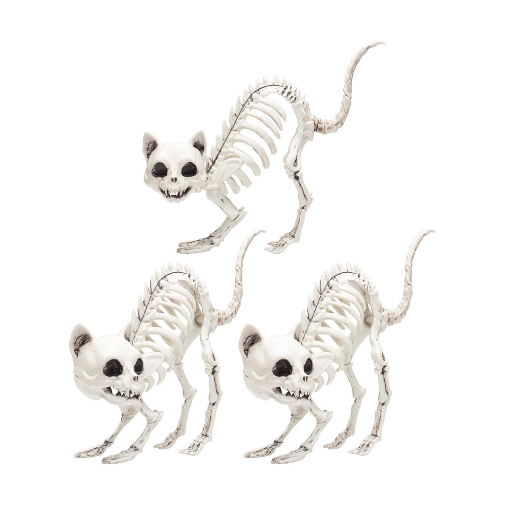 SCS Direct Kitten Skeleton Halloween 3 Pack - 7.5" Weather Resistant Decor