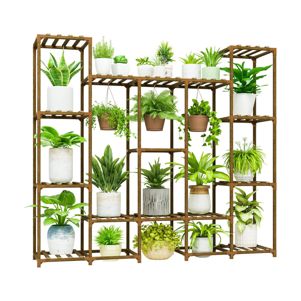 Bamworld Large Plant Stand Indoor Outdoor Hanging Shelf for Multiple PlantsTall Large Holder for Living Room Patio
