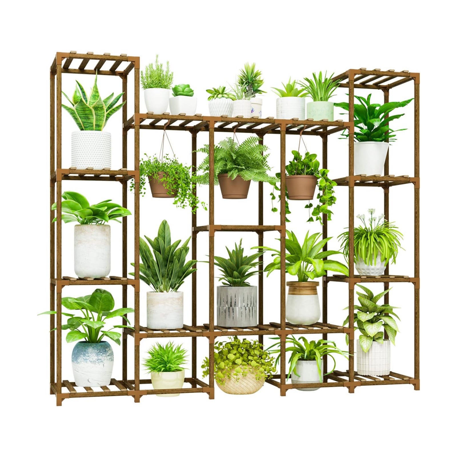 Bamworld Large Plant Stand Indoor Outdoor Hanging Shelf for Multiple PlantsTall Large Holder for Living Room Patio
