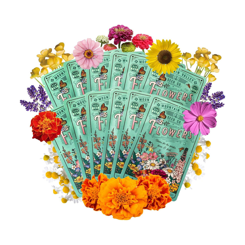 Mountain Valley Seed Co Flower Garden Seed ~6,000 Seeds - 12 Varieties | Flower Seeds for Planting with Zinnia