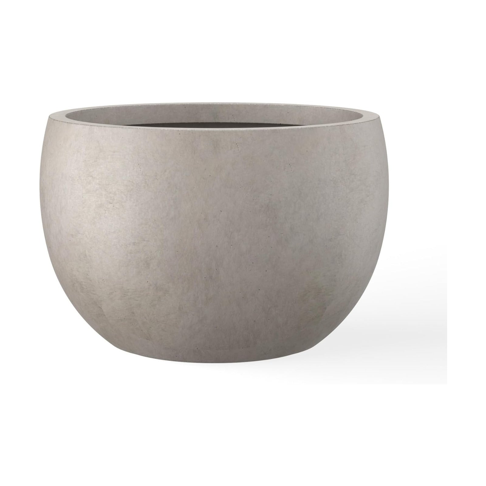 Kante Large Round Bowl Weathered Concrete Planter 20" Dia, Outdoor | Rubber Plug for Indoor, Drainage for Garden